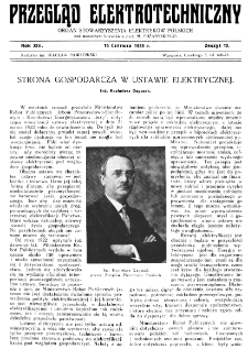 Przegląd Elektrotechniczny : organ Stowarzyszenia Elektrotechników Polskich R. XIII z. 12 (1931)