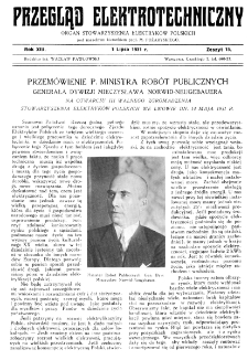 Przegląd Elektrotechniczny : organ Stowarzyszenia Elektrotechników Polskich R. XIII z. 13 (1931)