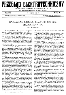 Przegląd Elektrotechniczny : organ Stowarzyszenia Elektrotechników Polskich R. XIII z. 15 (1931)