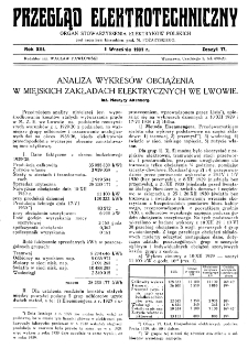 Przegląd Elektrotechniczny : organ Stowarzyszenia Elektrotechników Polskich R. XIII z. 17 (1931)