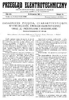 Przegląd Elektrotechniczny : organ Stowarzyszenia Elektrotechników Polskich R. XIII z. 18 (1931)