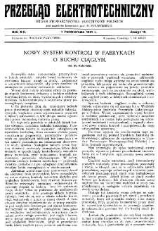 Przegląd Elektrotechniczny : organ Stowarzyszenia Elektrotechników Polskich R. XIII z. 19 (1931)