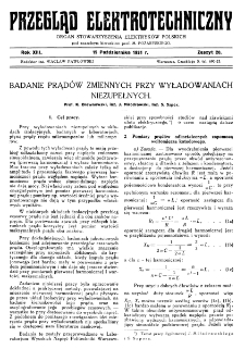 Przegląd Elektrotechniczny : organ Stowarzyszenia Elektrotechników Polskich R. XIII z. 20 (1931)
