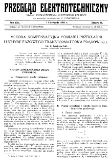 Przegląd Elektrotechniczny : organ Stowarzyszenia Elektrotechników Polskich R. XIII z. 21 (1931)