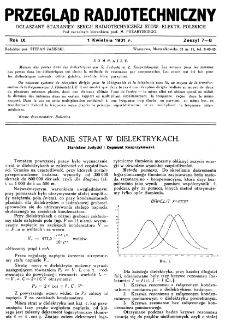 Przegląd Radjotechniczny: ogłaszany staraniem Sekcji Radiotechnicznej Stow. Elektr. Polskich R. IX z. 7-8 (1931)