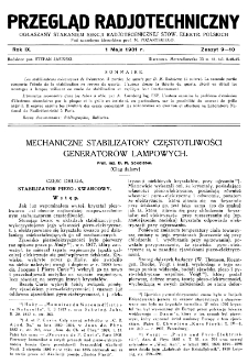 Przegląd Radjotechniczny: ogłaszany staraniem Sekcji Radiotechnicznej Stow. Elektr. Polskich R. IX z. 9-10 (1931)