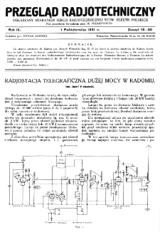 Przegląd Radjotechniczny: ogłaszany staraniem Sekcji Radiotechnicznej Stow. Elektr. Polskich R. IX z. 19-20 (1931)