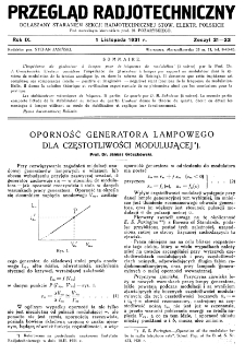 Przegląd Radjotechniczny: ogłaszany staraniem Sekcji Radiotechnicznej Stow. Elektr. Polskich R. IX z. 21-22 (1931)