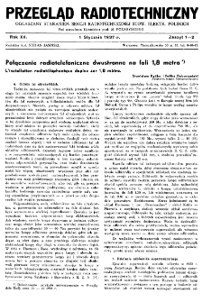 Przegląd Radjotechniczny: ogłaszany staraniem Sekcji Radiotechnicznej Stow. Elektr. Polskich R. XV z. 1-2 (1937)