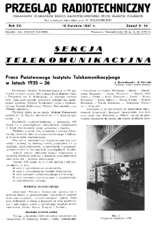 Przegląd Radjotechniczny: ogłaszany staraniem Sekcji Radiotechnicznej Stow. Elektr. Polskich R. XV z. 9-10 (1937)