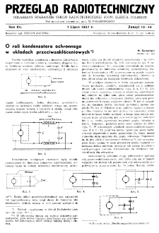 Przegląd Radjotechniczny: ogłaszany staraniem Sekcji Radiotechnicznej Stow. Elektr. Polskich R. XV z. 13-14 (1937)