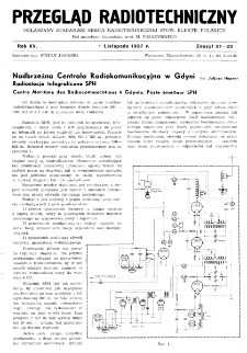 Przegląd Radjotechniczny: ogłaszany staraniem Sekcji Radiotechnicznej Stow. Elektr. Polskich R. XV z. 21-22 (1937)