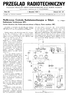 Przegląd Radjotechniczny: ogłaszany staraniem Sekcji Radiotechnicznej Stow. Elektr. Polskich R. XV z. 23-24 (1937)