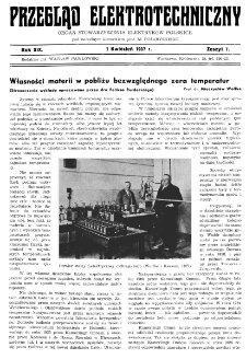 Przegląd Elektrotechniczny : organ Stowarzyszenia Elektrotechników Polskich R. XIX z. 7 (1937)