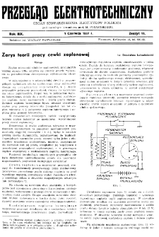Przegląd Elektrotechniczny : organ Stowarzyszenia Elektrotechników Polskich R. XIX z. 11 (1937)