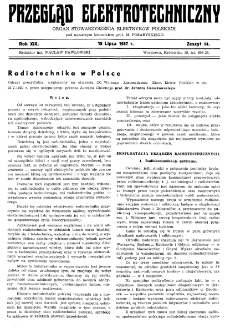 Przegląd Elektrotechniczny : organ Stowarzyszenia Elektrotechników Polskich R. XIX z. 14 (1937)