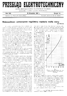 Przegląd Elektrotechniczny : organ Stowarzyszenia Elektrotechników Polskich R. XIX z. 18 (1937)