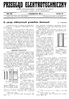 Przegląd Elektrotechniczny : organ Stowarzyszenia Elektrotechników Polskich R. XIX z. 19 (1937)