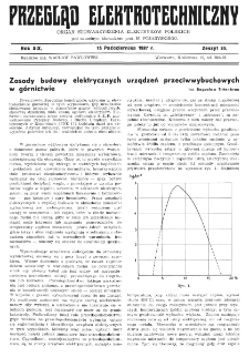 Przegląd Elektrotechniczny : organ Stowarzyszenia Elektrotechników Polskich R. XIX z. 20 (1937)