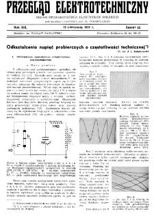 Przegląd Elektrotechniczny : organ Stowarzyszenia Elektrotechników Polskich R. XIX z. 22 (1937)
