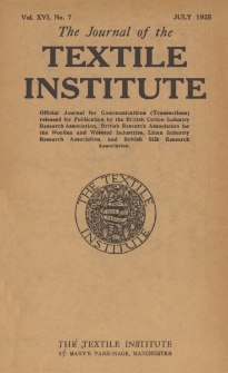 The Journal of the Textile Institute Vol. XVI No. 7 (1925)
