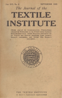 The Journal of the Textile Institute Vol. XVI No. 9 (1925)