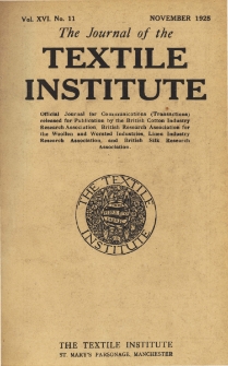 The Journal of the Textile Institute Vol. XVI No. 11 (1925)