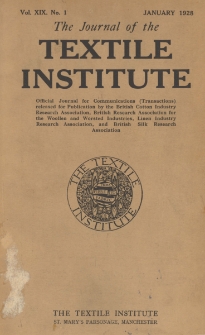 The Journal of the Textile Institute Vol. XIX No. 1 (1928)