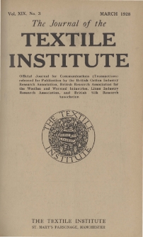 The Journal of the Textile Institute Vol. XIX No. 3 (1928)