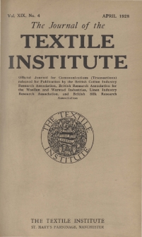 The Journal of the Textile Institute Vol. XIX No. 4 (1928)