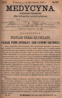 Medycyna : czasopismo tygodniowe dla lekarzy praktyków 1889, T. XVII, nr 25