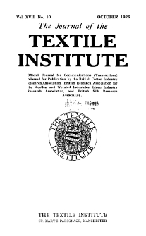 The Journal of the Textile Institute Vol. XVII No. 10 (1926)