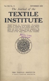 The Journal of the Textile Institute Vol. XXI No. 11 (1930)