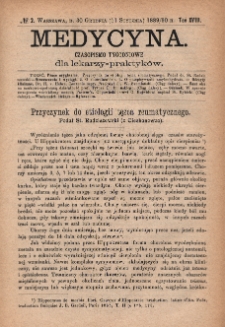 Medycyna : czasopismo tygodniowe dla lekarzy praktyków 1890, T. XVIII, nr 2