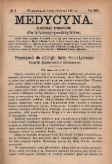 Medycyna : czasopismo tygodniowe dla lekarzy praktyków 1890, T. XVIII, nr 3