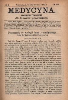 Medycyna : czasopismo tygodniowe dla lekarzy praktyków 1890, T. XVIII, nr 4