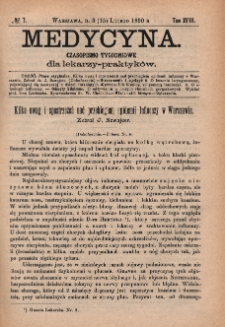 Medycyna : czasopismo tygodniowe dla lekarzy praktyków 1890, T. XVIII, nr 7