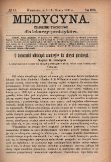 Medycyna : czasopismo tygodniowe dla lekarzy praktyków 1890, T. XVIII, nr 11