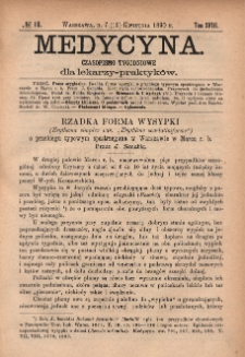 Medycyna : czasopismo tygodniowe dla lekarzy praktyków 1890, T. XVIII, nr 16