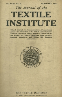 The Journal of the Textile Institute Vol. XVIII No. 2 (1927)