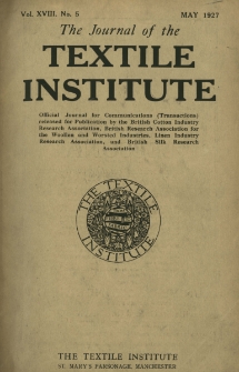 The Journal of the Textile Institute Vol. XVIII No. 5 (1927)