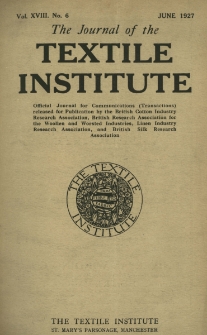 The Journal of the Textile Institute Vol. XVIII No. 6 (1927)