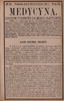 Medycyna : czasopismo tygodniowe dla lekarzy praktycznych 1881, T. IX, nr 14