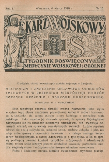 Lekarz wojskowy: tygodnik poświęcony medycynie wojskowej i ogólnej 1920, R. 1, nr 10