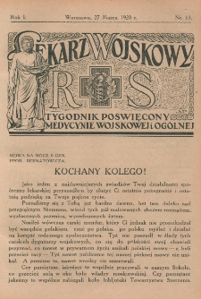 Lekarz wojskowy: tygodnik poświęcony medycynie wojskowej i ogólnej 1920, R. 1, nr 13