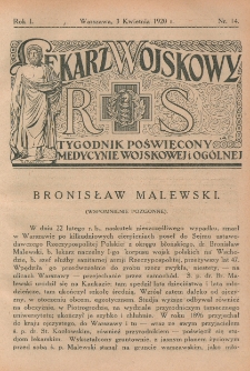 Lekarz wojskowy: tygodnik poświęcony medycynie wojskowej i ogólnej 1920, R. 1, nr 14