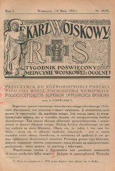 Lekarz wojskowy: tygodnik poświęcony medycynie wojskowej i ogólnej 1920, R. 1, nr 18/19