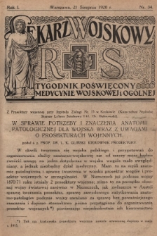 Lekarz wojskowy: tygodnik poświęcony medycynie wojskowej i ogólnej 1920, R. 1, nr 34