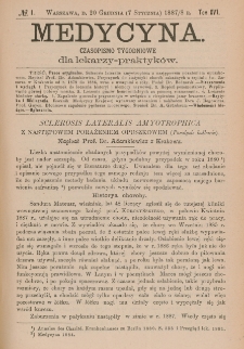 Medycyna : czasopismo tygodniowe dla lekarzy praktyk&oacute;w 1888, T.XVI, nr 1