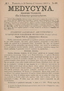 Medycyna : czasopismo tygodniowe dla lekarzy praktyków 1888, T.XVI, nr 1
